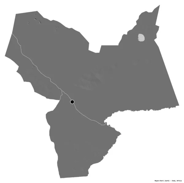Form Moyen Chari Regionen Tchad Med Huvudstaden Isolerad Vit Bakgrund — Stockfoto