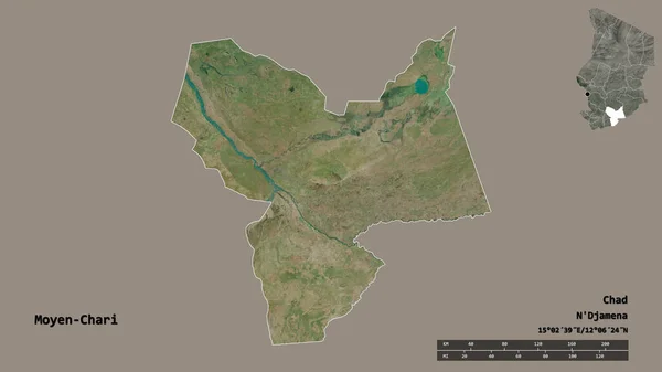 Forma Moyen Chari Región Chad Con Capital Aislada Sobre Fondo — Foto de Stock