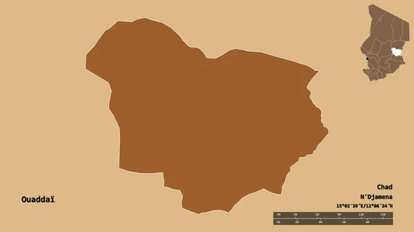 Tvar Ouaddai Oblast Čadu Hlavním Městem Izolovaným Pevném Pozadí Měřítko — Stock fotografie