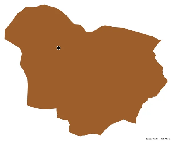 乍得地区瓦达伊的形状 其首都被白色背景隔离 图形纹理的组成 3D渲染 — 图库照片