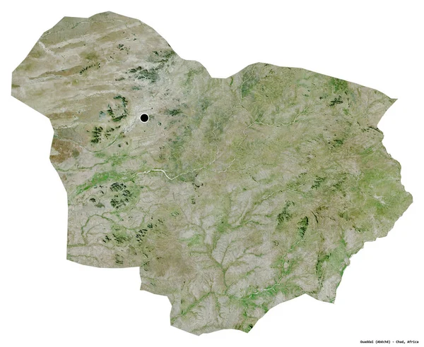 チャドの地域であるOuaddaiの形は 首都を白い背景に孤立させています 衛星画像 3Dレンダリング — ストック写真