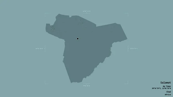 Area Salamat Region Chad Isolated Solid Background Georeferenced Bounding Box — Stock Photo, Image