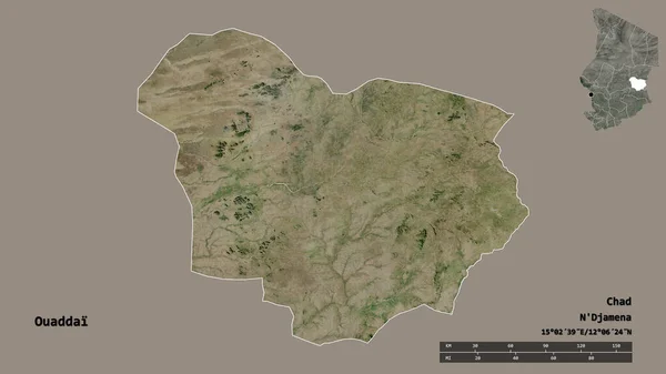 Form Ouaddai Regionen Tchad Med Dess Huvudstad Isolerad Solid Bakgrund — Stockfoto
