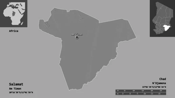 Form Salamat Regionen Tchad Och Dess Huvudstad Avståndsskala Förhandsvisningar Och — Stockfoto