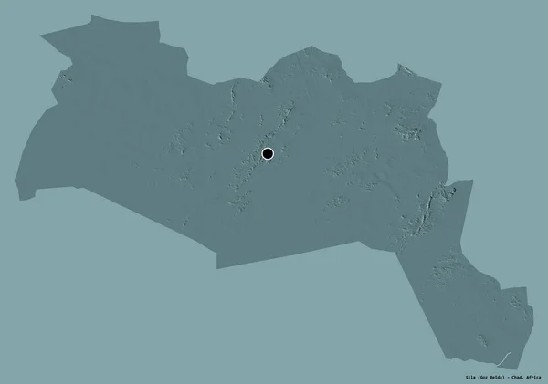 Forme Sila Région Tchad Avec Capitale Isolée Sur Fond Couleur — Photo