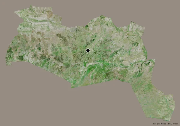 乍得地区Sila的形状 其首都以纯色背景隔离 卫星图像 3D渲染 — 图库照片