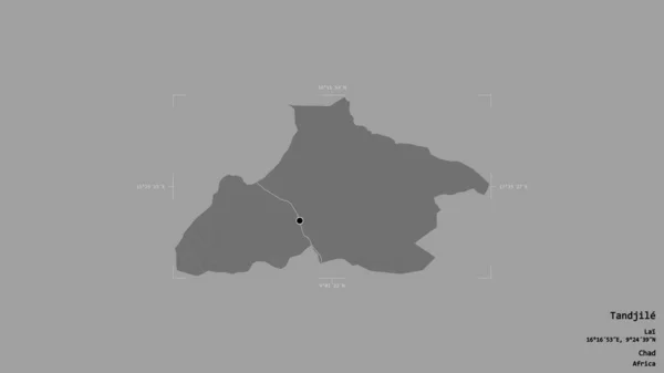 Obszar Tandjile Region Czadu Odizolowany Solidnym Tle Georeferencyjnym Polu Granicznym — Zdjęcie stockowe