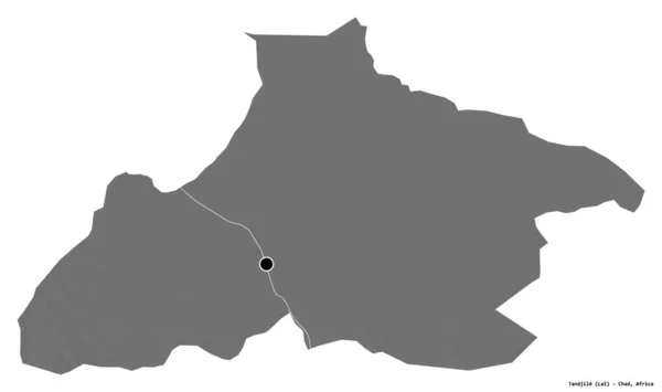 Форма Танджиле Область Чад Столицей Изолированы Белом Фоне Карта Рельефа — стоковое фото