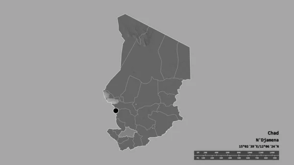 Die Ungesättigte Form Des Tschad Mit Seiner Hauptstadt Der Wichtigsten — Stockfoto
