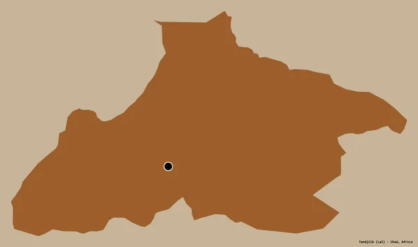 Forma Tandjile Región Chad Con Capital Aislada Sobre Fondo Color —  Fotos de Stock