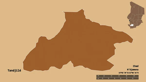 Gestalt Von Tandjile Region Tschad Mit Seiner Hauptstadt Isoliert Auf — Stockfoto