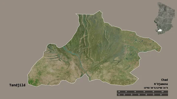 Form Tandjile Regionen Tchad Med Dess Huvudstad Isolerad Solid Bakgrund — Stockfoto
