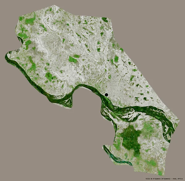 Kształt Ville Djamena Regionu Czadu Jego Kapitału Izolowane Solidnym Tle — Zdjęcie stockowe