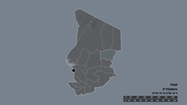 Forma Dessaturada Chade Com Sua Capital Principal Divisão Regional Área — Fotografia de Stock