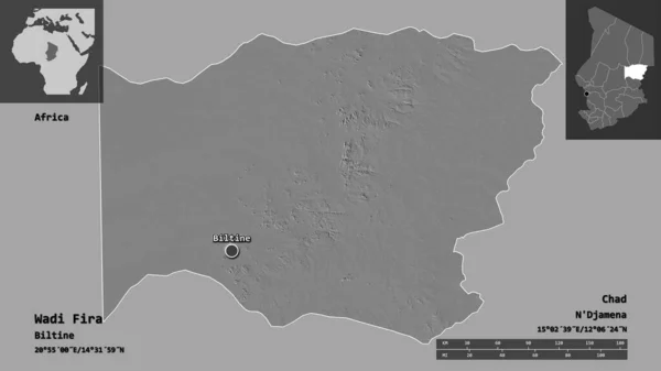 Form Wadi Fira Regionen Tchad Och Dess Huvudstad Avståndsskala Förhandsvisningar — Stockfoto