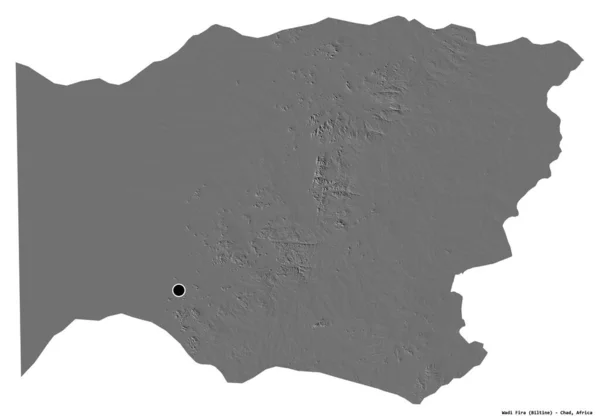 Forma Wadi Fira Região Chade Com Sua Capital Isolada Sobre — Fotografia de Stock