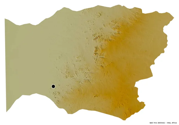 Σχήμα Του Wadi Fira Περιοχή Του Τσαντ Πρωτεύουσα Απομονωμένη Λευκό — Φωτογραφία Αρχείου