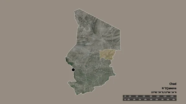 Desaturerad Form Tchad Med Dess Huvudstad Huvudsakliga Regionala Indelning Och — Stockfoto