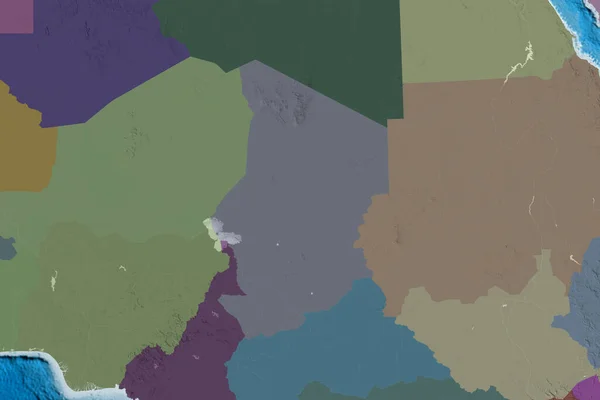 Área Extendida Chad Mapa Elevación Color Renderizado — Foto de Stock