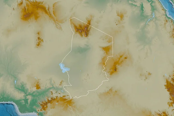 Chad Genişletilmiş Alanı Topografik Yardım Haritası Görüntüleme — Stok fotoğraf