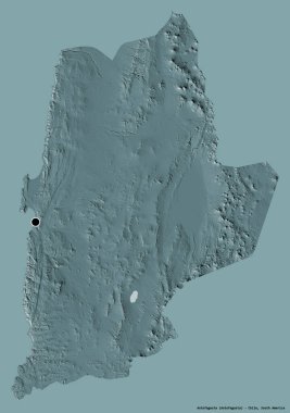 Şili 'nin Antofagasta bölgesi, başkenti katı renk arkaplanı ile izole edilmiştir. Renkli yükseklik haritası. 3B görüntüleme