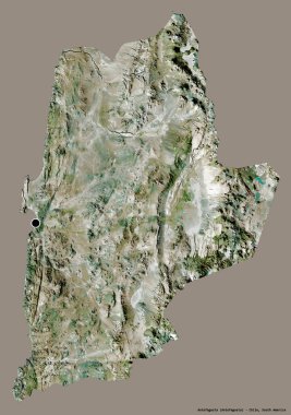 Şili 'nin Antofagasta bölgesi, başkenti katı renk arkaplanı ile izole edilmiştir. Uydu görüntüleri. 3B görüntüleme