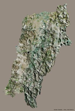 Şili 'nin Atakama bölgesi, başkenti katı renk arkaplanı ile izole edilmiştir. Uydu görüntüleri. 3B görüntüleme