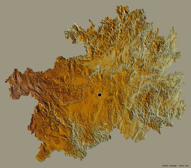 Çin 'in Guizhou eyaleti, başkenti katı renk arkaplanı ile izole edilmiştir. Topografik yardım haritası. 3B görüntüleme