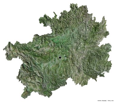 Çin 'in Guizhou eyaleti, başkenti beyaz arka planda izole edilmiştir. Uydu görüntüleri. 3B görüntüleme