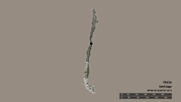 主要な地域部門と分離アイゼン ジェネラル カルロス イバネス カンポエリアとチリの荒廃した形状 ラベル 衛星画像 3Dレンダリング — ストック写真