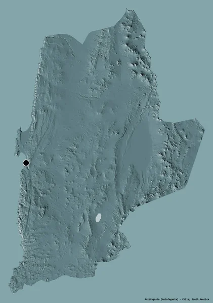 Forma Antofagasta Región Chile Con Capital Aislada Sobre Fondo Color — Foto de Stock