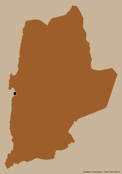 Form Antofagasta Regionen Chile Med Sin Huvudstad Isolerad Solid Färg — Stockfoto
