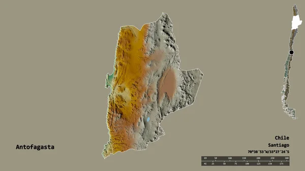 Form Antofagasta Regionen Chile Med Dess Huvudstad Isolerad Solid Bakgrund — Stockfoto