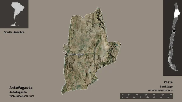 Form Von Antofagasta Region Von Chile Und Seiner Hauptstadt Entfernungsskala — Stockfoto