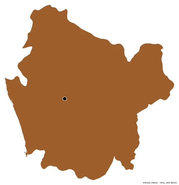 Shape Araucania Region Chile Its Capital Isolated White Background Composition — Stock Photo, Image
