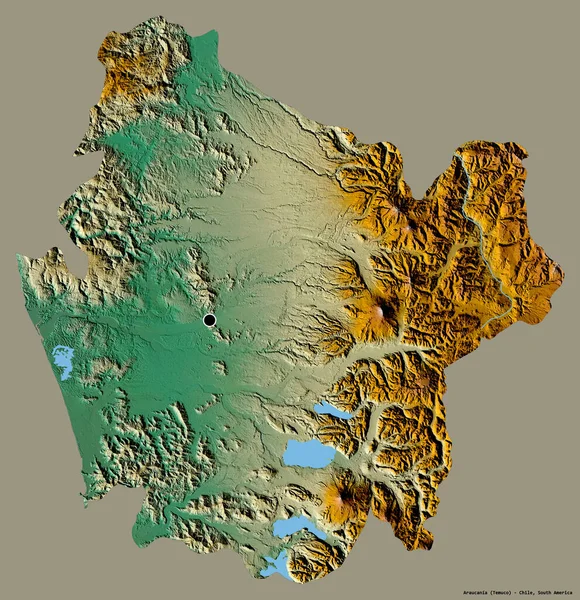 Форма Араукании Региона Чили Столицей Изолированной Сплошном Цветном Фоне Топографическая — стоковое фото