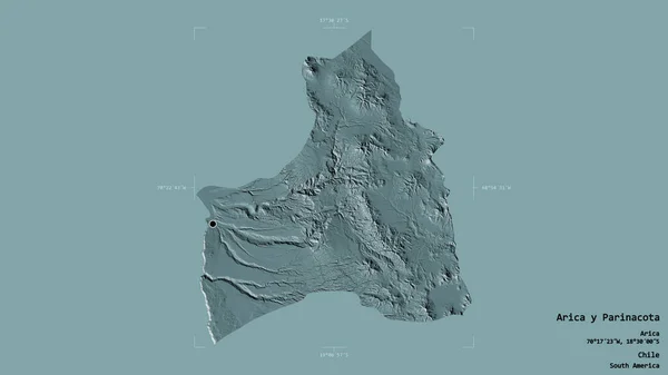 Area Arica Parinacota Region Chile Isolated Solid Background Georeferenced Bounding — Stock Photo, Image