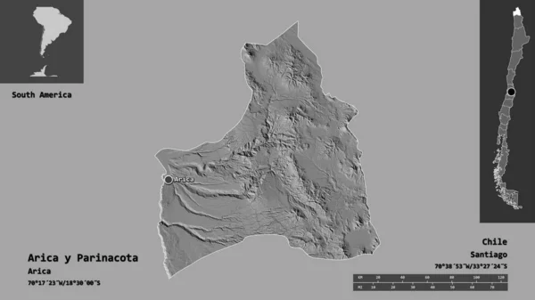 Forma Arica Parinacota Región Chile Capital Escala Distancia Vistas Previas — Foto de Stock