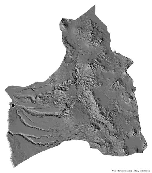 Форма Арика Паринакота Область Чили Столицей Изолированной Белом Фоне Карта — стоковое фото