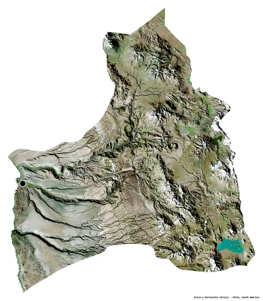 Form Arica Parinacota Regionen Chile Med Dess Huvudstad Isolerad Vit — Stockfoto