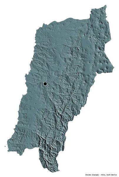 Forma Atacama Região Chile Com Sua Capital Isolada Sobre Fundo — Fotografia de Stock