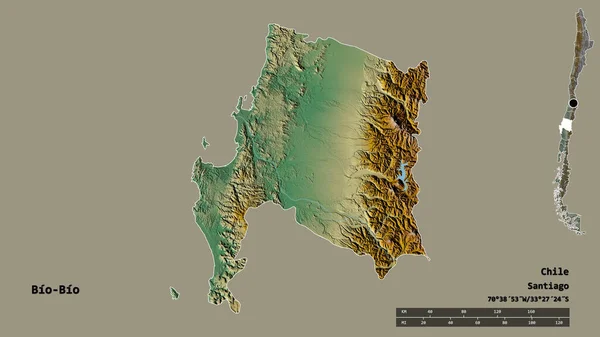 Forma Bio Bio Región Chile Con Capital Aislada Sobre Fondo — Foto de Stock