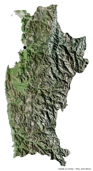 Shape Coquimbo Region Chile Its Capital Isolated White Background Satellite — Stock Photo, Image