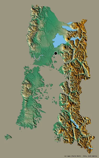 Forma Los Lagos Regione Del Cile Con Sua Capitale Isolata — Foto Stock