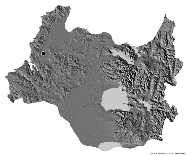 Форма Лос Риос Область Чили Столицей Изолированы Белом Фоне Карта — стоковое фото