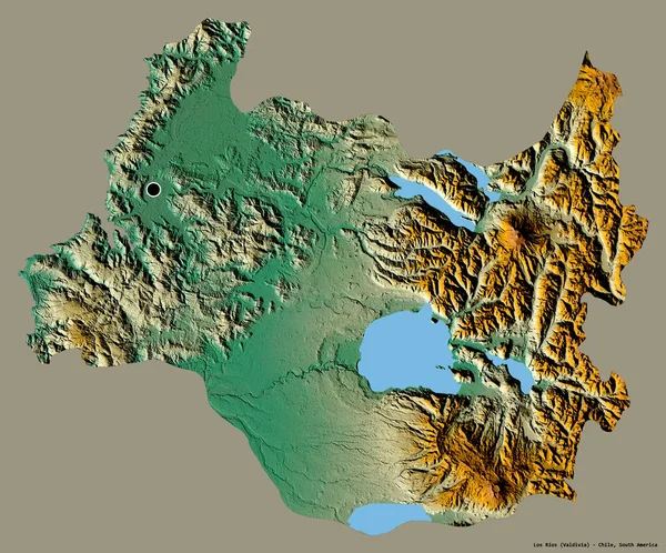 Forma Los Rios Regiunea Chile Capitala Izolată Fundal Culoare Solidă — Fotografie, imagine de stoc