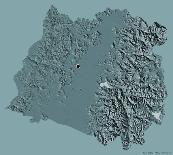 Form Maule Regionen Chile Med Sin Huvudstad Isolerad Solid Färg — Stockfoto