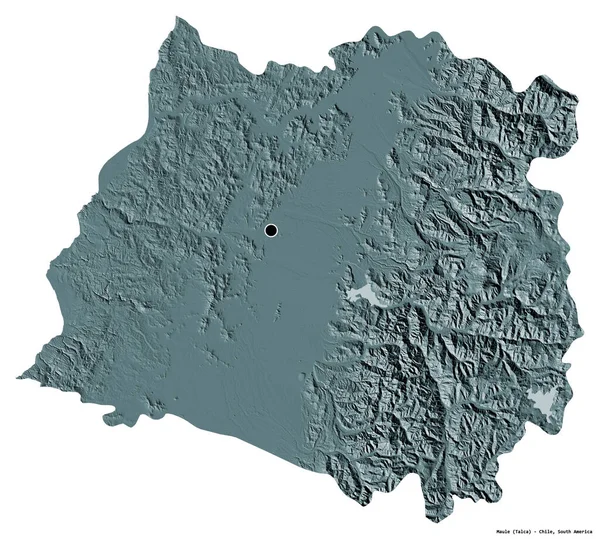 Form Maule Regionen Chile Med Dess Huvudstad Isolerad Vit Bakgrund — Stockfoto