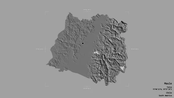智利马勒地区的一个地区 在一个地理参考方块中 在坚实的背景下被隔离 Bilevel高程图 3D渲染 — 图库照片