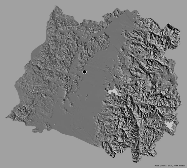 智利马勒地区的形状 其首都孤立在一个坚实的色彩背景上 Bilevel高程图 3D渲染 — 图库照片